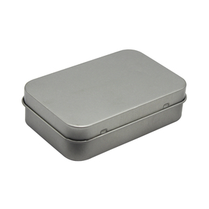 Silver Rectangular Aluminum Metal Tin <strong>Box</strong> With <strong>Hinged</strong> Cover - Product Image 3