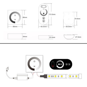 DC12-24V an der Wand befestigter Touch-Glasscheiben-Schalter mit RF-Touch-Fernbedienung für einfarbigen CCT RGB-LED-Streifen-Lichter-Dimmer - Product Image 5