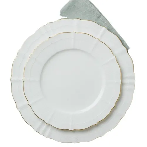 Placa de porcelana blanca para decoración, plato moderno de porcelana de hueso elegante francés de china