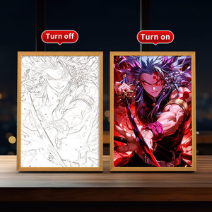 Anime ánh sáng ban đêm <span class=keywords><strong>LED</strong></span> sơn thiết kế với 3 màu sắc gỗ khung ảnh đèn cho phòng ngủ trang trí nội thất khung ảnh với ánh sáng <span class=keywords><strong>LED</strong></span> - Product Image 2