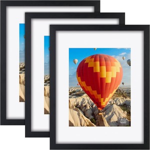 額縁HDアクリル8x10マット付きまたは11x14マット壁と卓上ディスプレイなし写真100% 無垢材ブラックフレーム