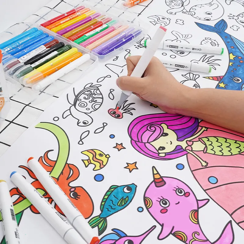 Personalización rollo de colorear pinturas lavables 6 colores tablero de dibujo niños crayón dibujo juguetes conjunto