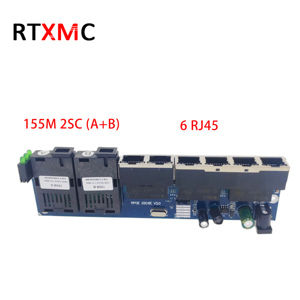 RTXMC Reverse POE Optischer Medien konverter 10/100m 2 * sc Glasfaser 6 * rj45 Schneller Glasfaser konverter Borad Pcba 2FO 6LAN - Product Image 3