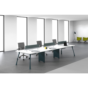<strong>Simple</strong> Modern Style Long Double Sided 6 Person Workstation <strong>Computer</strong> <strong>Desk</strong> with Metal Leg - Product Image 1
