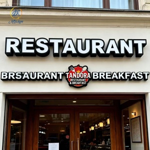 Дизайн вывески для ресторана, индивидуальный логотип, вывеска «Открыто» для бизнеса, наружная светодиодная вывеска с объемными буквами, светодиодный логотип для ресторана - Product Image 1