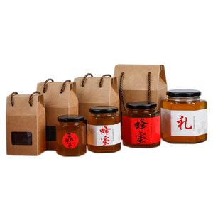ZL Honey Candle Wine Packaging Eco Friendly <strong>Red</strong> and Brown Corrugated Kraft Paper Gift <strong>Box</strong> With Clear PVC Window and Rope Handle