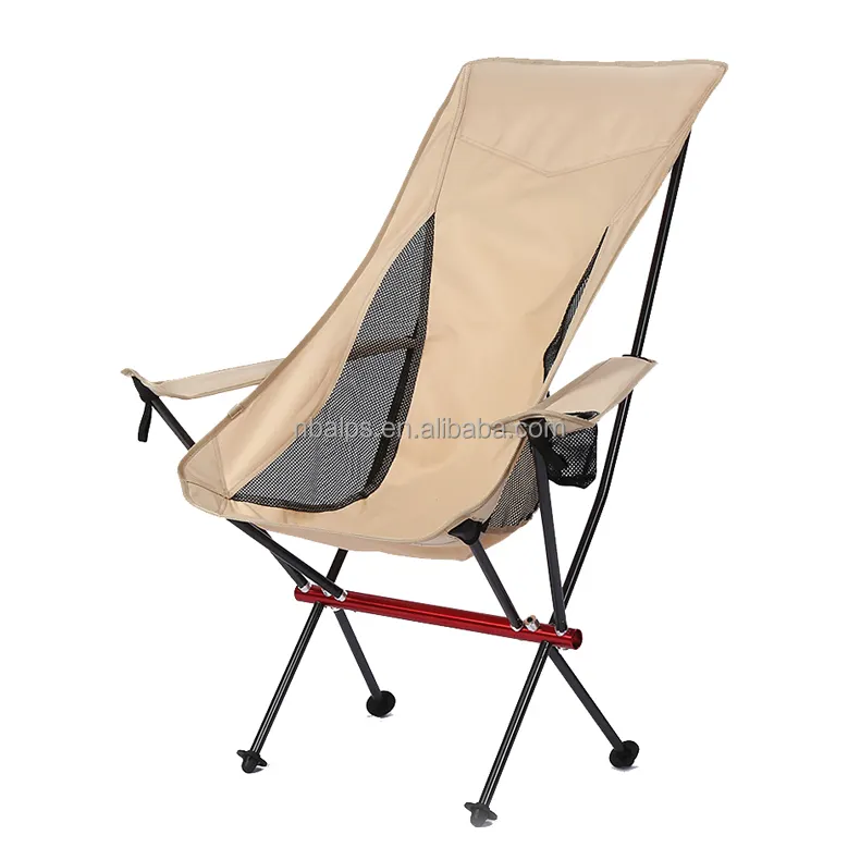 Chaise de camping en alliage d'aluminium surdimensionnée et durable, tube à dossier haut, loisirs plage, bras pliant, chaise d'extérieur avec accoudoir