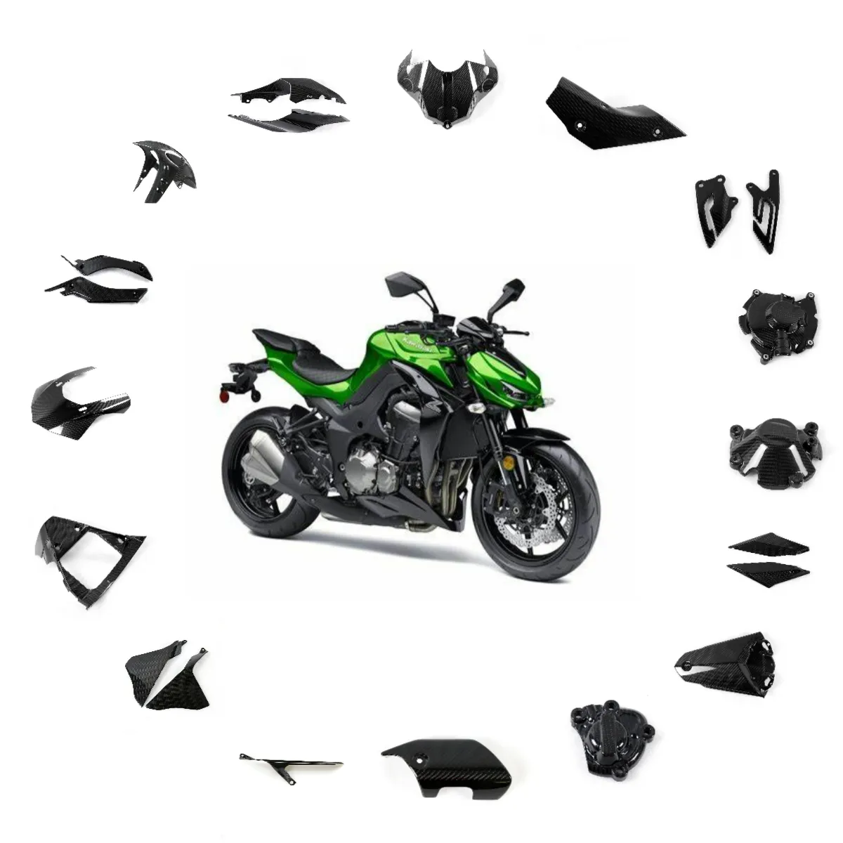 Werkseitige Lieferung von Kohlefaser-Motorrad-Kohle faser produkten für Kawasazi Z1000 Z900 Zx10r Zx10rr Zx10se