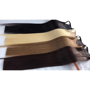 Tóc đuôi ngựa con người mở rộng hàng đợi de cheval Naturel bạc trắng tóc vàng 12A Trinh Nữ tóc đuôi ngựa mở rộng tóc con người với móng vuốt - Product Image 2