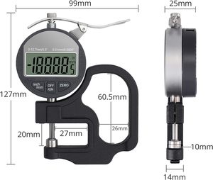 Digitales Dicken messgerät 12,7mm, 0,01mm/0,01mm Dicken messgerät Präzises elektronisches Mikrometer mit <span class=keywords><strong>LCD</strong></span>-<span class=keywords><strong>Display</strong></span>