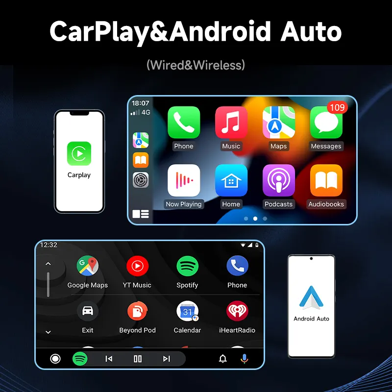 10.26インチタッチスクリーンカーラジオCarPlayワイヤレスCarPlayポータブルカーラジオCarplayスクリーンAndroid自動DVDオーディオMP5プレーヤー