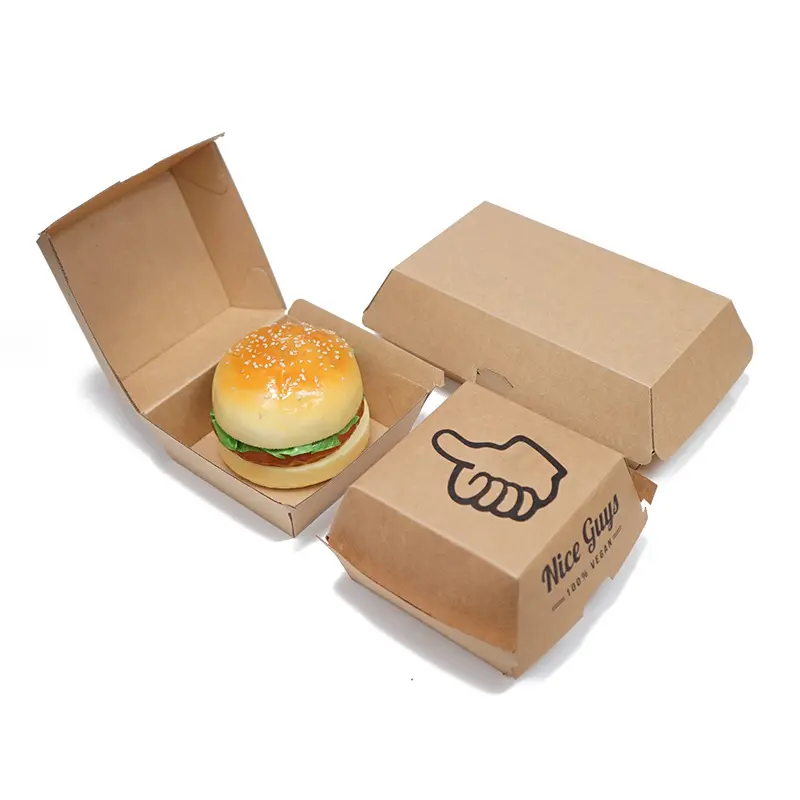 Atacado Cartão Take Away Food Box Para Burger Caixas De Hambúrguer De Hambúrguer Personalizado Caixas De Hambúrguer De Papel