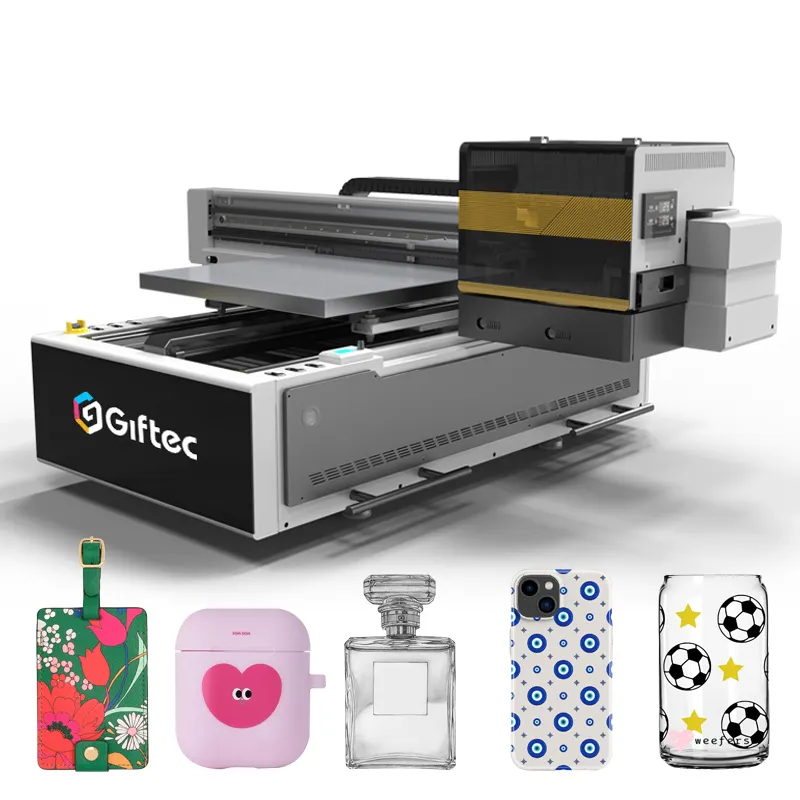 Giftec A1 UV con vernice 3d goffrato DTF stampante con il Software libero per la stampa di penna bottiglia PVC id card 90*60cm UV DTF stampanti