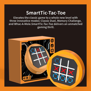 4 in 1ミニTic Tac Toe Boltゲーム、電子ハンドヘルドパズルゲームコンソールWhack-a-Moleファミリー楽しい旅行ボードゲーム - Product Image 5