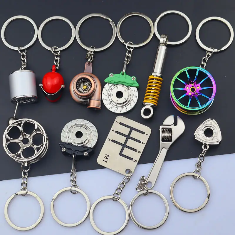 Custom 3D Metallic Wheels Keychains Auto Parts Modification Simulation Keychains Creative Design Metal Zinc Alloy Keychain