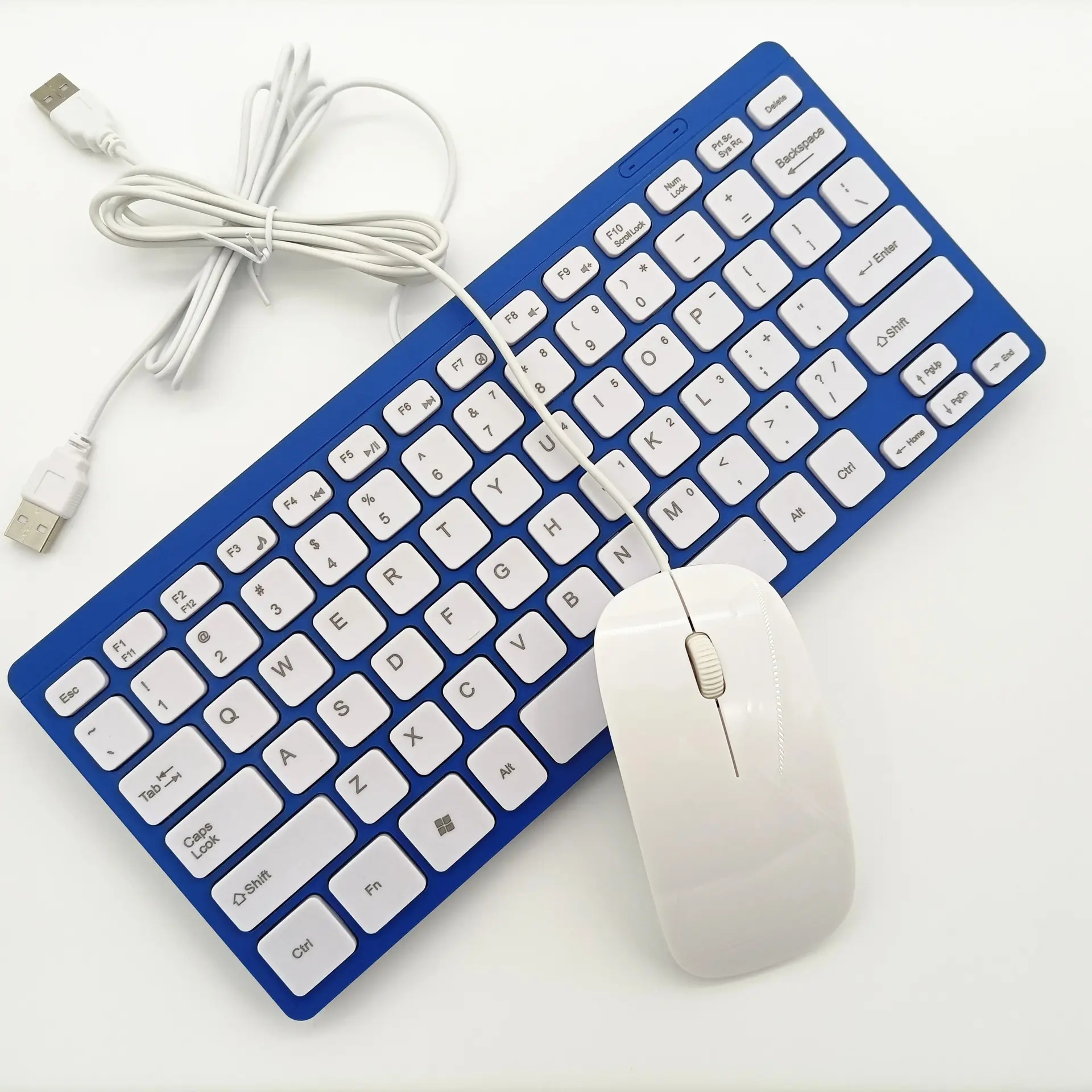 Coloré USB Filaire Clavier Souris Kit Mini Portable Ordinateur Portable Clavier Externe Rose Blanc Bleu