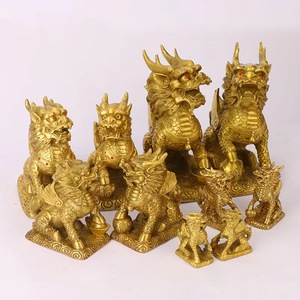 Resin <strong>Golden</strong> Feng Shui Treasure Pi Xiu Statue Standing with Ingot for Good Luck and Wealth; Pi Xiu Gold Resin Hikyuu Feng Shui - Product Image 3