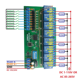 DC 12V 24V 8 ingresso isolato e 8 uscite DIN35 C45 Rail Box UART RS485 modulo relè Modbus RTU scheda di comando