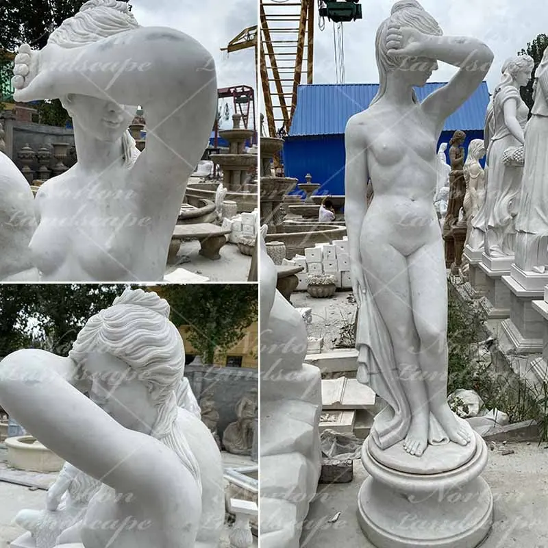 Decorazione da giardino a grandezza naturale scultura nuda in marmo sesso donna nuda statua in marmo figurina per la vendita