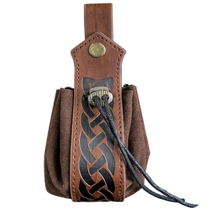 Cordón de cuero PU logotipo personalizado Halloween Cosplay disfraz accesorios Medieval Vintage dinero bolsa Mini accesorios de disfraz