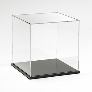 Custom Made Large Square Clear Gift Box Acrylic <strong>Display</strong> Case with Black Wood Base