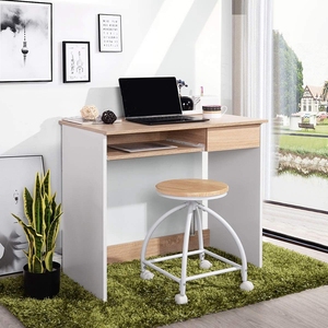 Mesa de estudio para ordenador, escritorio de madera con cajones de armario y bandeja de teclado, mesa de PC de escritorio - Product Image 1