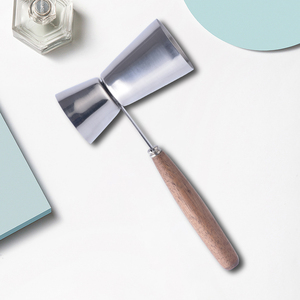 Factory Direct Japanese Style 25/50ml Stainless Steel Measure Custom Bar Double Cocktail <strong>Jigger</strong> with Wood Handle - Product Image 2