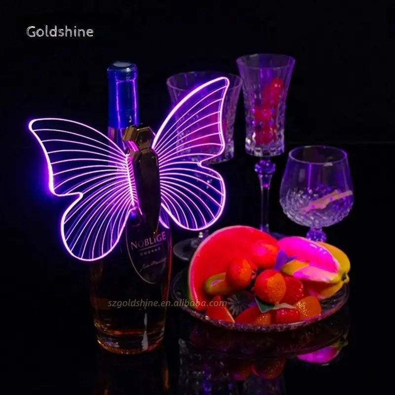 Led phát triển bướm Champagne Angel Wings Strobe Baton Wine Bottle trang trí đạo cụ đèn Bar hộp đêm LED Strobe Baton Wand