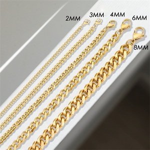 Chihang 14K altın kaplama paslanmaz çelik küba zincir kolye 4MM geniş 38 + 5cm ile Hip Hop tarzı titanyum çelik bağlantı zinciri tipi - Product Image 4