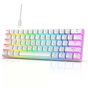 Teclado mecánico Redwingy V900 con cable de 61 teclas Mini eje azul Multi colorido luz brillo teclado portátil para juegos - Product Image 1