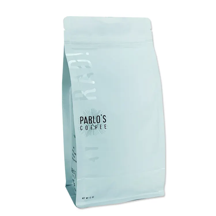 Sacos de embalagem do grãos de café do fundo plano do plástico do personalizado 12 oz 250g sacos com válvula e zíper