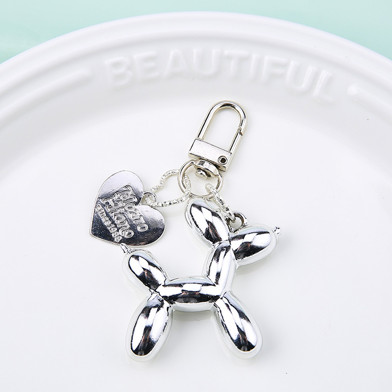 Silver puppy + silver heart