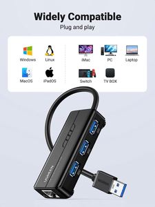 3 USB 3.0 port Hub ile rj45 USB Ethernet adaptörü Hub 100 10 1000 3.0 Gigabit ağ dönüştürücü - Product Image 4