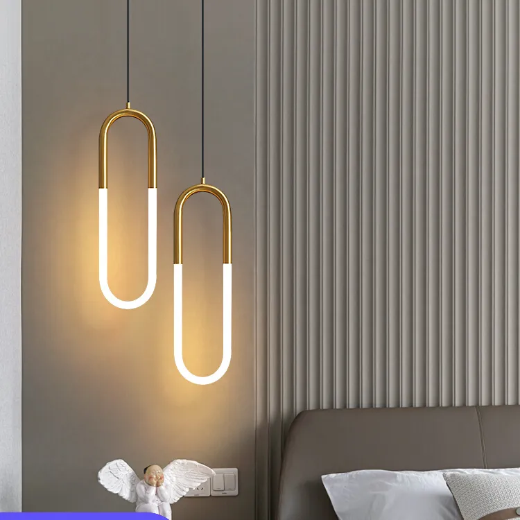 Lampadario da comodino TV sfondo muro camera da letto armadio filo appeso luce lunga linea singola linea verticale a doppia testa luce dres