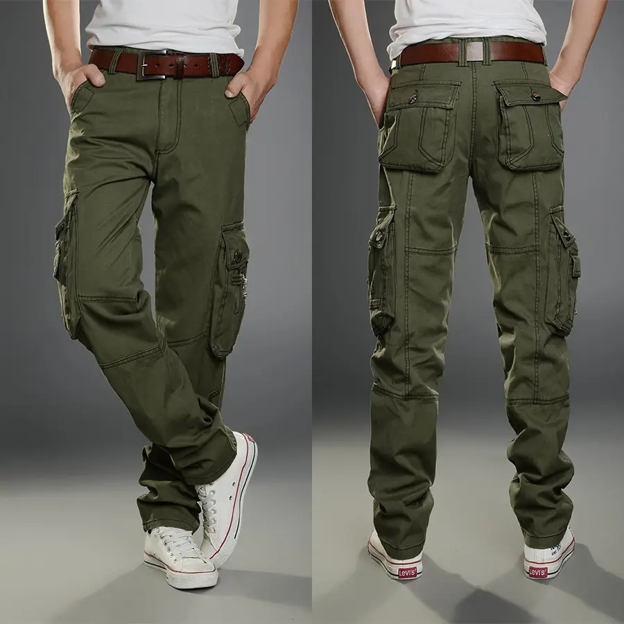Мужские брюки-карго из 100% хлопка с шестью карманами