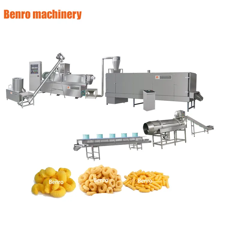 Machine industrielle pour fabrication de snacks, en-cas, 100-150 KG/H, ligne de traitement industrielle pour bouffantes de maïs, fromage ball