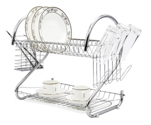 Double <strong>Dish</strong> <strong>Rack</strong> Drainer Drying <strong>Dish</strong> <strong>Rack</strong> Over the Sink <strong>s</strong> Shape Stainless Steel <strong>Dish</strong> <strong>Racks</strong>