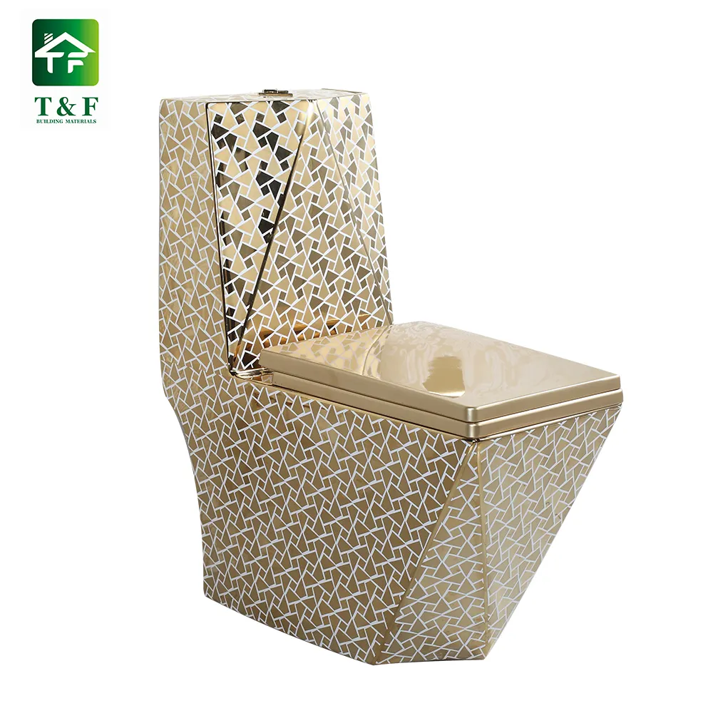 Atch — accessoires de salle de bain diamant doré, ensemble d'une pièce japonais en céramique pour décoration de toilette