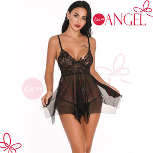 KISS ME ANGEL เจ้าชู้ขนาดลึก <span class=keywords><strong>V</strong></span> คอชุดชั้นในเซ็กซี่ชุดนอน Hot Mature ผู้หญิง Babydoll - Product Image 1