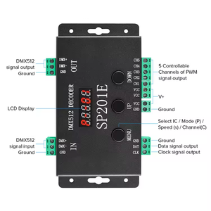 Eann DC5-24V SPI201E Светодиодная лента DMX To SPI светодиодный контроллер DMX512 декодер для Ws2811 Sk6812 Ws2813 - Product Image 2