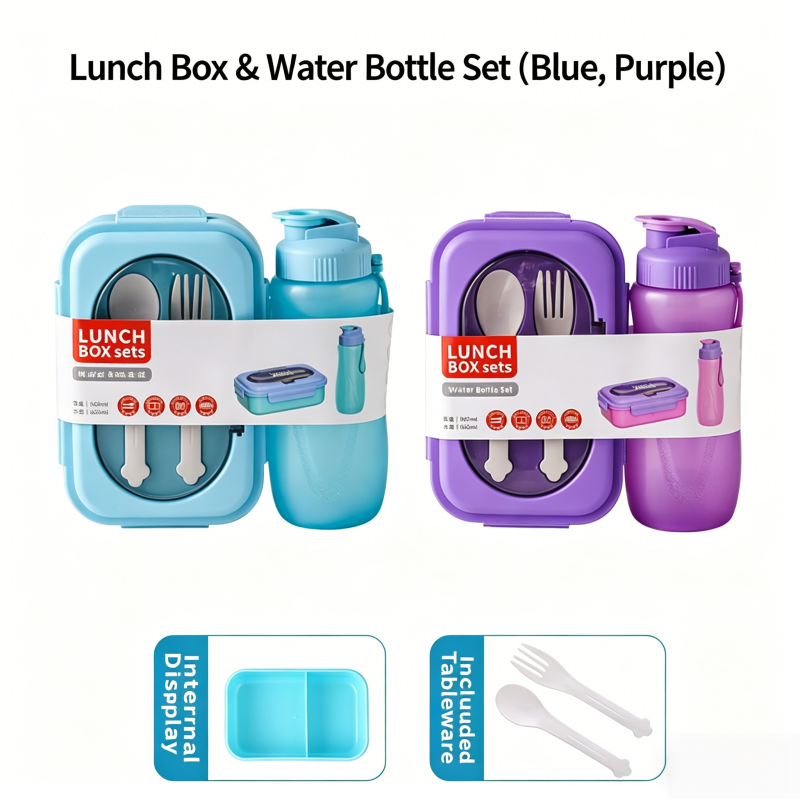 Ensemble bleu/violet-plastique 2 compartiments