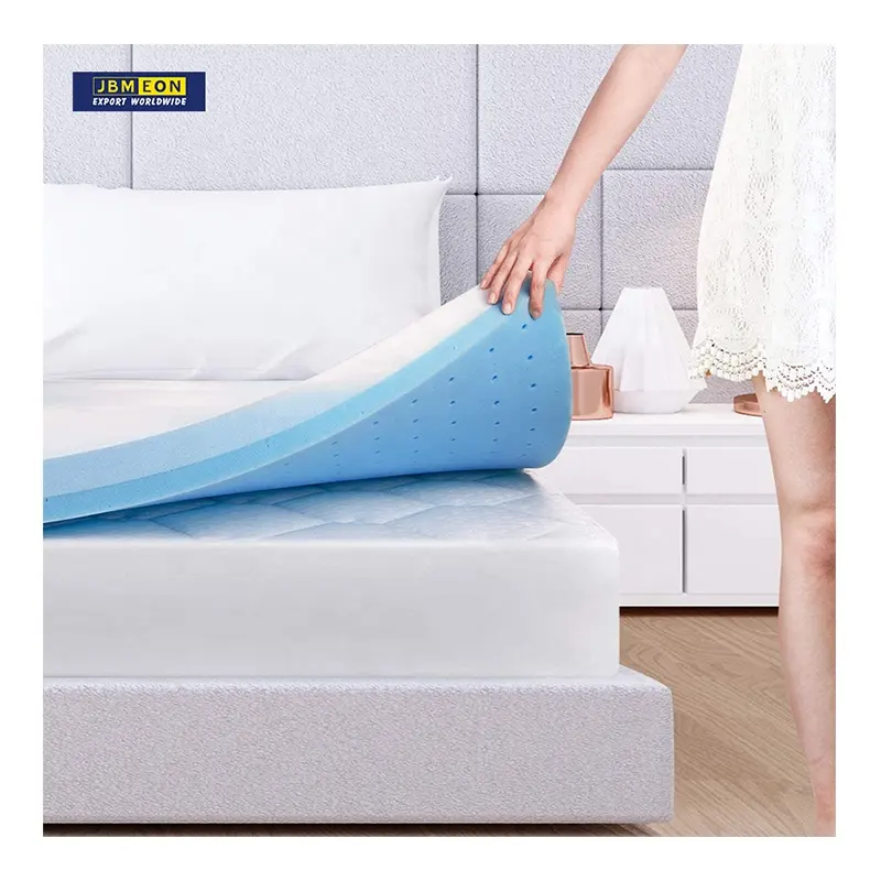 4 inç hafızalı köpük şilte Topper tam boy serin jel girdap köpük havalandırmalı yatak pedi ev mobilya kumaşı örme