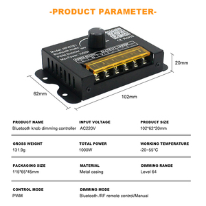 Ad alta tensione AC220V 1000W Wireless Bluetooth App di controllo LED striscia manuale manopola monocromatico Dimmer Controller per LED striscia luminosa - Product Image 2