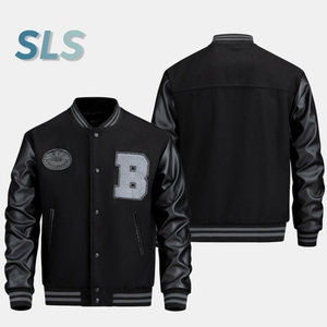 جاكيت دراجة نارية بأكمام جلد للرجال مخصص للشتاء والخريف تخصيص رجل مفجر ليترمان جاكيت اسكواش - Product Image 1