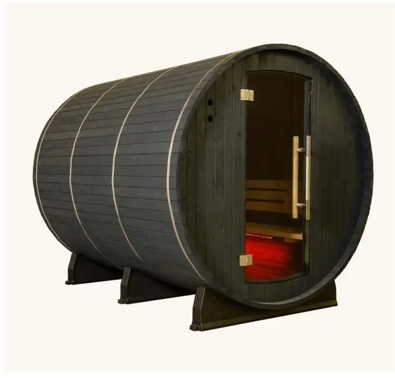Sauna com fogão elétrico, sala de madeira para jardim, cadeira de madeira, barril de cândalo com fogão elétrico, 3 pessoas, ao ar livre