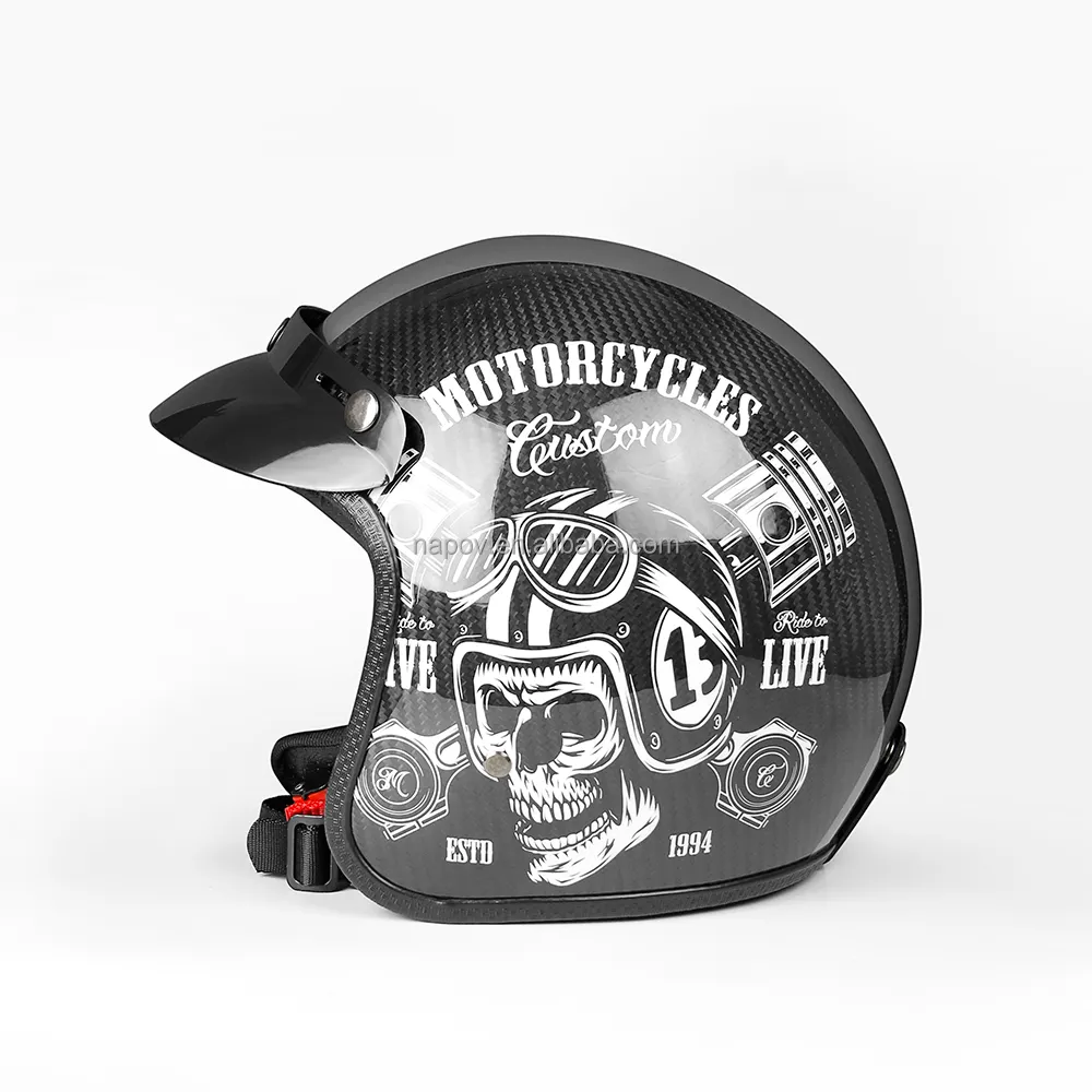 Dành Cho Nam Harley Carbon Fiber Mũ Bảo Hiểm Mở Mặt Với Mũ Bảo Hiểm Xe Mô Tô Được Đức Chấp Thuận