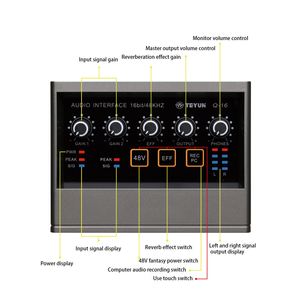 Kit de micrófono de estudio para PC, tarjeta de sonido Q16, interfaz de Audio para equipo de Podcast en vivo, tarjetas de sonido de Podcast