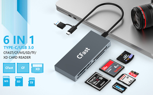 6 1 yüksek hızlı 3.2 tip C 312Mb/s kart okuyucu harici XD kart adaptörü TF SD 4.0 CFast yuvası CFast DC USB C kart okuyucu s yazar - Product Image 5