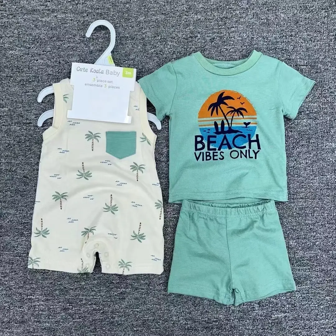 Nuevo diseño de ropa de bebé de algodón orgánico ropa de bebé recién nacido productos de bebé de manga corta 0-3 meses de alta calidad