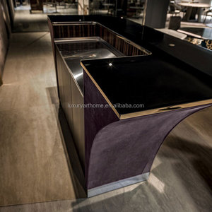现代酒吧桌高端豪华酒吧凳柜台桌皮革不锈钢高杆桌套装屋 - Product Image 2